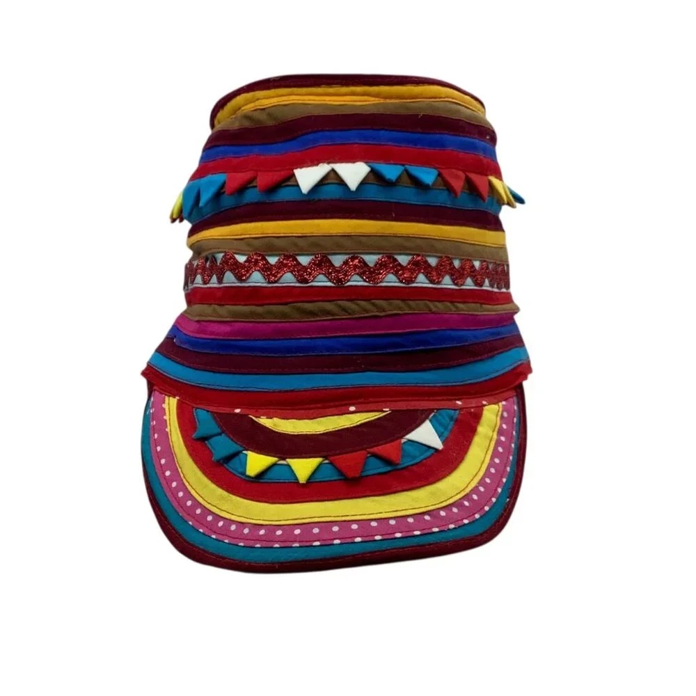 Handmade Colorful Multicolor Striped Pattern Hat‎ Cap Decorative Trim